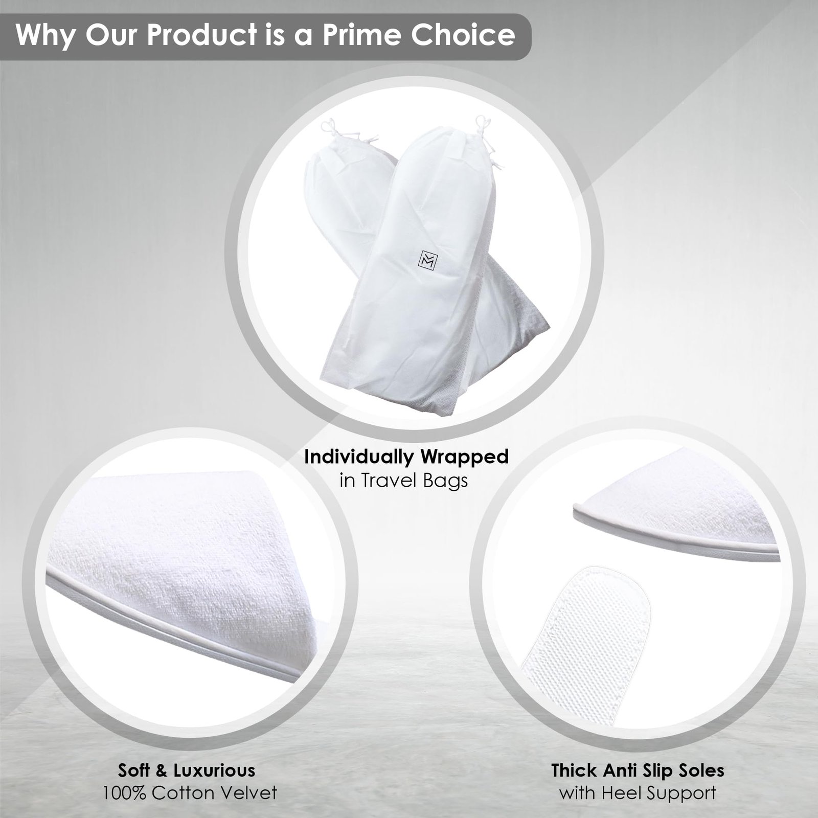 Modlux Spa Slippers 6 Pairs of Cotton Velvet Closed Toe Slippers (Medium Size) Thick, Soft, Non-Slip, Disposable Slippers Home, Hotel, or Commercial Use (6 Pack Medium, White) - Image 7